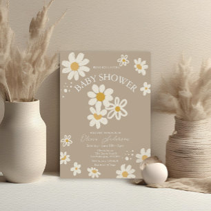 Cute Daisies Retro Boho Baby Shower  Invitation