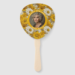 Cute Daisy 40Th Birthday Custom Yellow Hand Fan