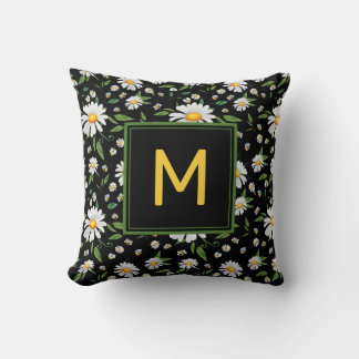 Cute Daisy and Bee Monogram Floral Pattern Cushion