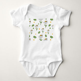 Cute Daisy and Bee Seamless Pattern Baby Bodysuit