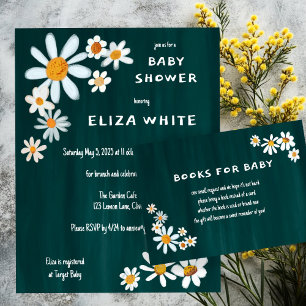 Cute Daisy Bouquet Handpainted Custom Baby Shower Enclosure Card