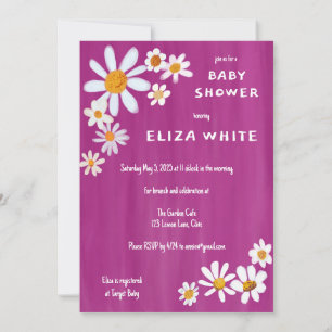 Cute Daisy Bouquet Handpainted Custom Baby Shower  Invitation