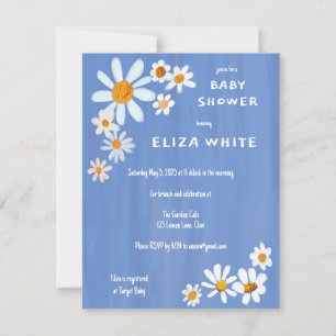 Cute Daisy Bouquet Handpainted Custom Baby Shower Invitation