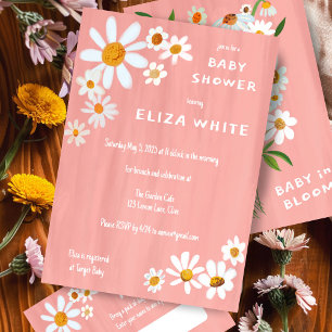 Cute Daisy Bouquet Handpainted Custom Baby Shower Invitation