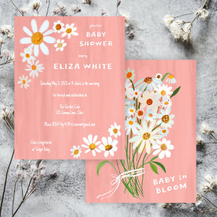 Cute Daisy Bouquet Handpainted Custom Baby Shower  Invitation