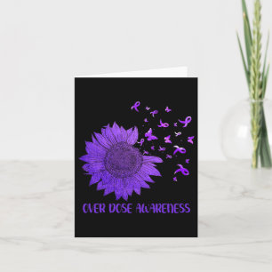Cute Daisy Butterflies Purple Ribbon Overdose Awar Card