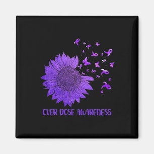 Cute Daisy Butterflies Purple Ribbon Overdose Awar Magnet