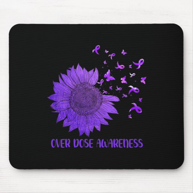 Cute Daisy Butterflies Purple Ribbon Overdose Awar Mouse Mat (Front)