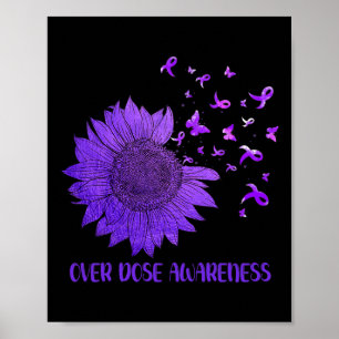 Cute Daisy Butterflies Purple Ribbon Overdose Awar Poster