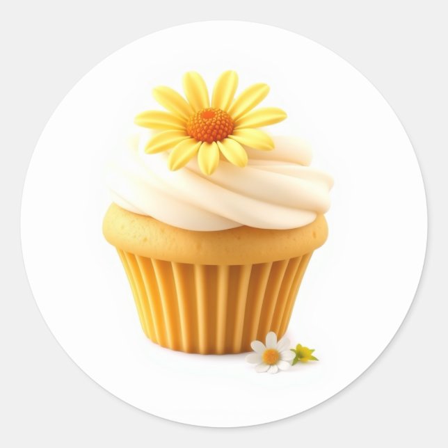 Cute Daisy Cupcake Stickers (Front)