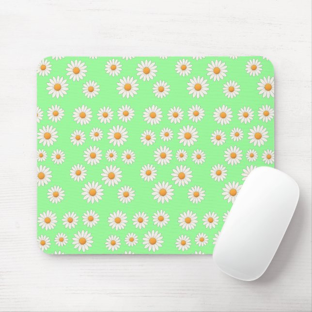 Cute Daisy Floral – Aesthetic Desk Accessory -  Mouse Mat (With Mouse)