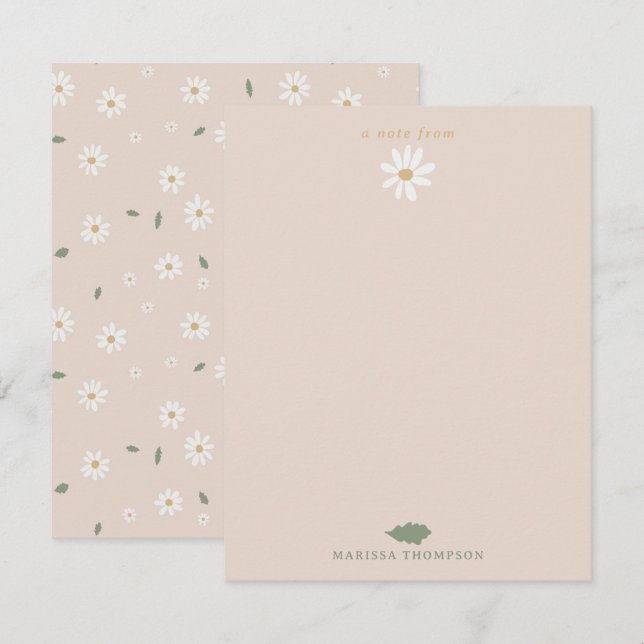 Cute Daisy Floral Blossoms & Greenery Custom Name Card (Front/Back)
