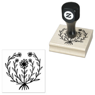 Cute Daisy Floral CUSTOM Add Your Own Text Rubber Stamp