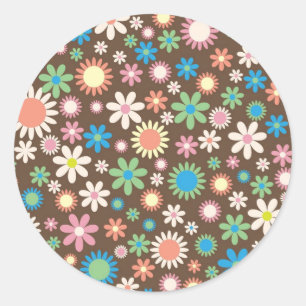 Cute Daisy Floral Pattern Classic Round Sticker