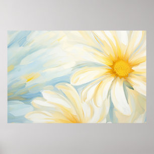Cute daisy flower abstract painting. poster