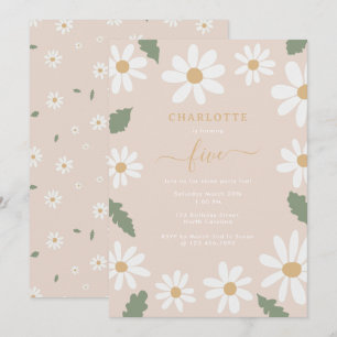 Cute Daisy Flower Birthday Party Girl Pink Invitation