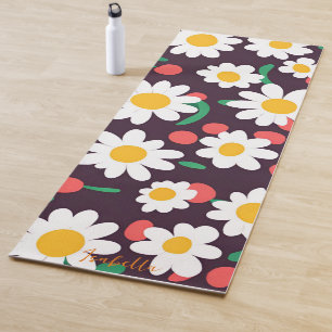 Cute Daisy Flower Botanical kids pattern colourful Yoga Mat