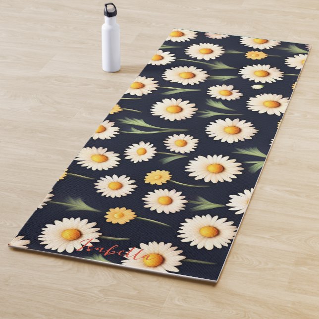 Cute Daisy Flower Botanical pattern girly Yoga Mat (In Situ)