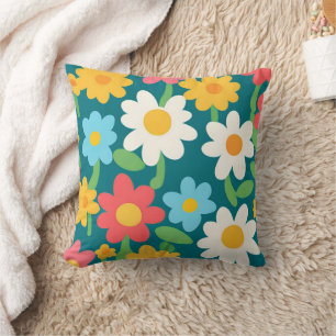 Cute Daisy Flower Botanical pattern school girly Cushion