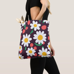 Cute Daisy Flower Botanical pattern school girly Tote Bag