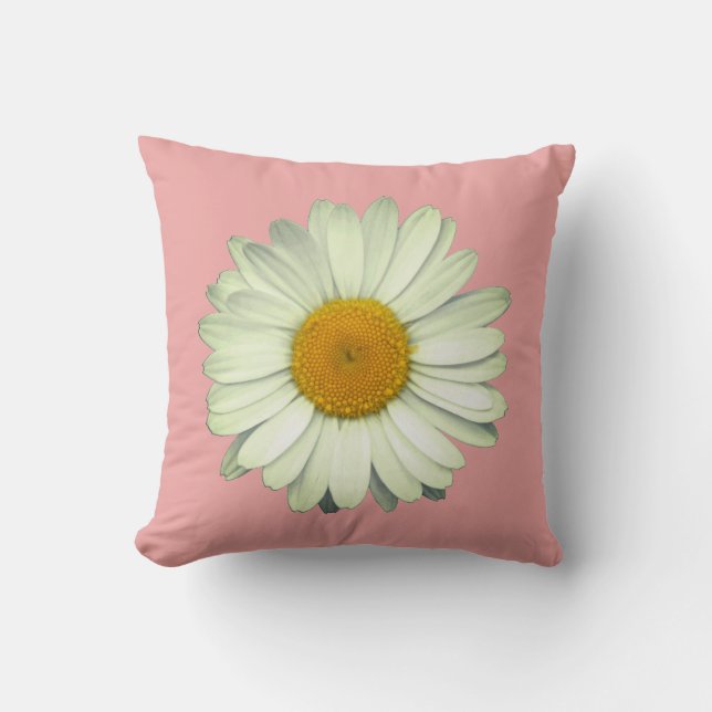 Cute Daisy Flower Head on Pink Cushion (Front)
