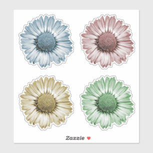 Cute Daisy Flower Heads Set of Four Colours Sticke