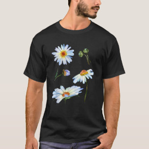Cute Daisy Flower Motif For Women Botanical Sketch T-Shirt