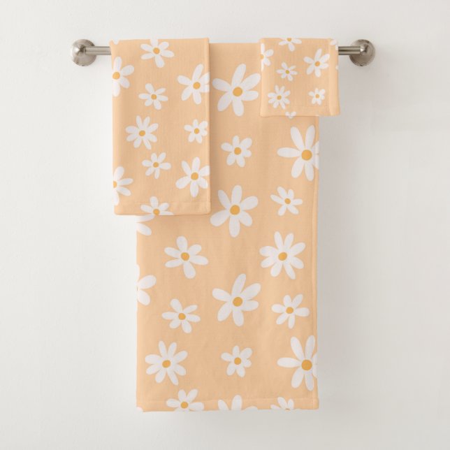 Cute Daisy Flower Pattern Bath Towel Set (Insitu)