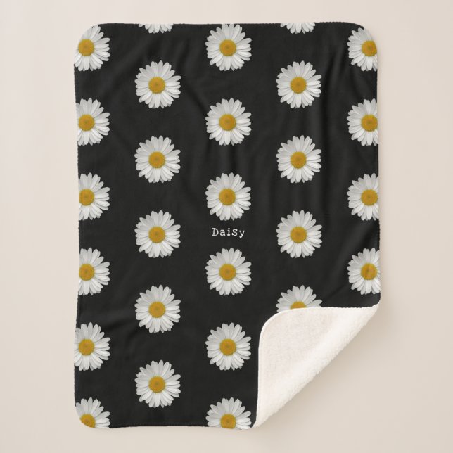 Cute Daisy Flowers with Name  Sherpa Blanket (Front)