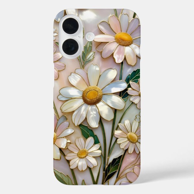 Cute Daisy iPhone Case Floral Stained Glass Design (Back)
