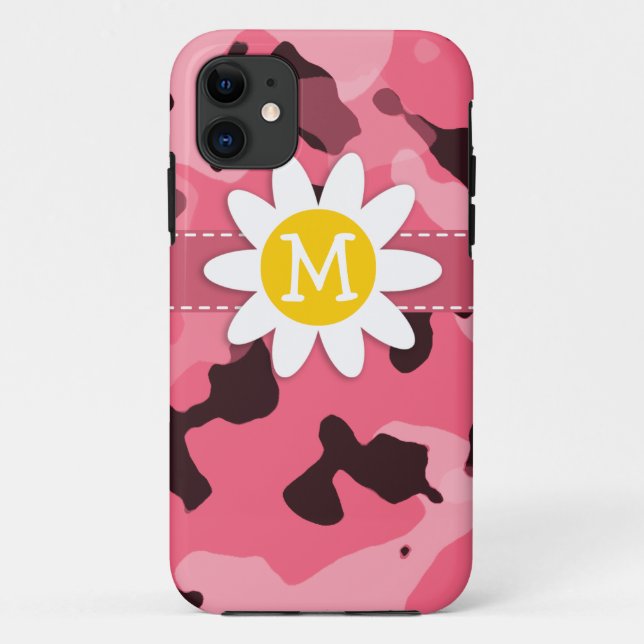 Cute Daisy on Brink Pink Camo; Camouflage Case-Mate iPhone Case (Back)