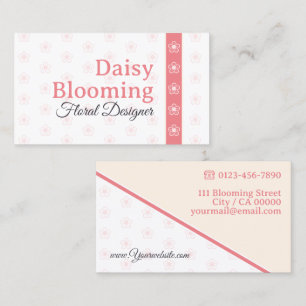 Cute Daisy Pattern Pastel Cream White Pink Florist Business Card