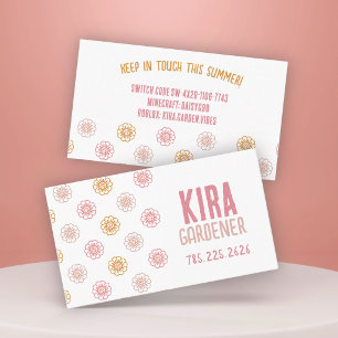 Cute Daisy Pattern Tween Girls Summer Contact Calling Card
