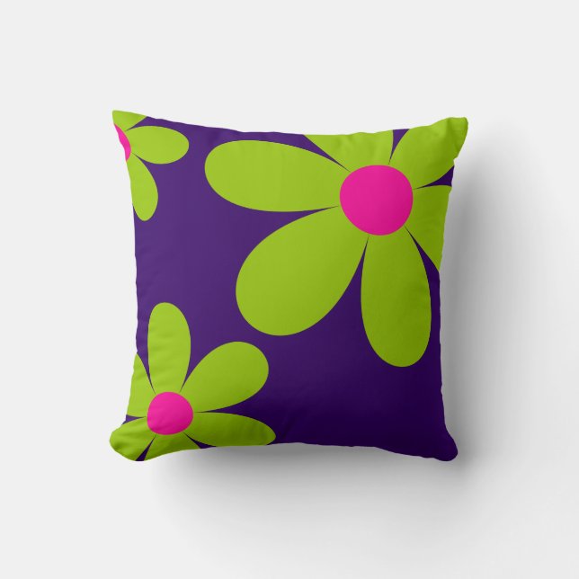Cute Daisy Teen Throw Pillow - Purple (Front)