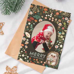 Cute Daisy Woodland Animal Forest  Holiday Card