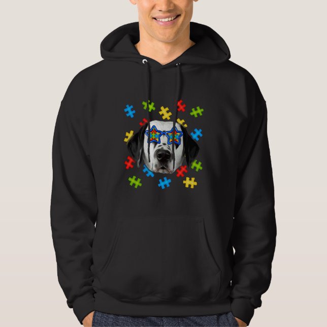 Cute Dalmatian Autism Puzzle Sunglasses Puppies Ow Hoodie (Front)