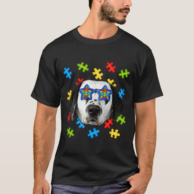 Cute Dalmatian Autism Puzzle Sunglasses Puppies Ow T-Shirt (Front)