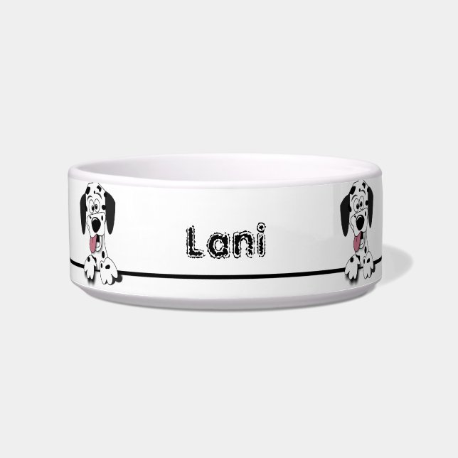 Cute Dalmatian Breed Dog Personalised Pet Bowl (Front)
