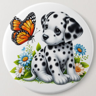 Cute Dalmatian/Butterfly friends 6 Cm Round Badge