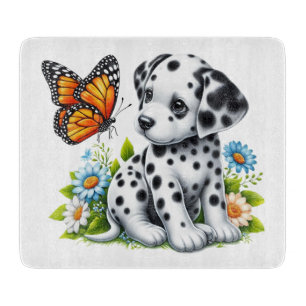 Cute Dalmatian/Butterfly friends Cutting Board