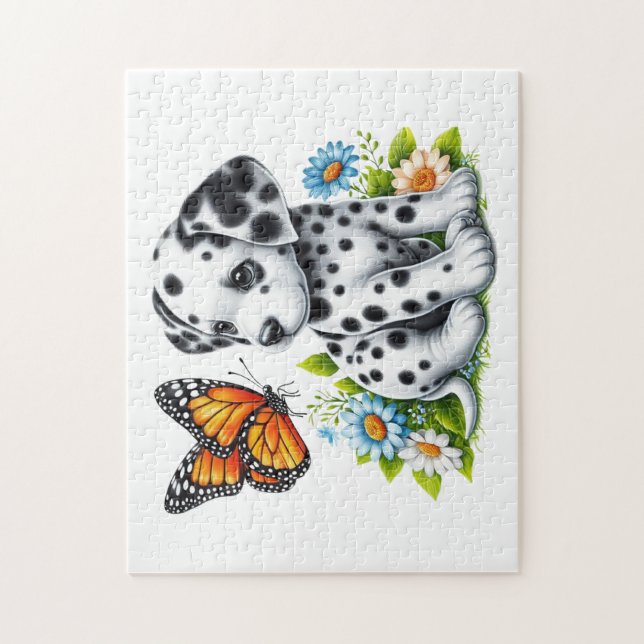 Cute Dalmatian/Butterfly friends Jigsaw Puzzle (Vertical)