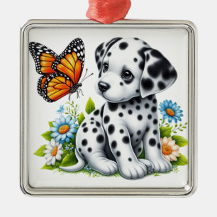 Cute Dalmatian/Butterfly friends Metal Tree Decoration