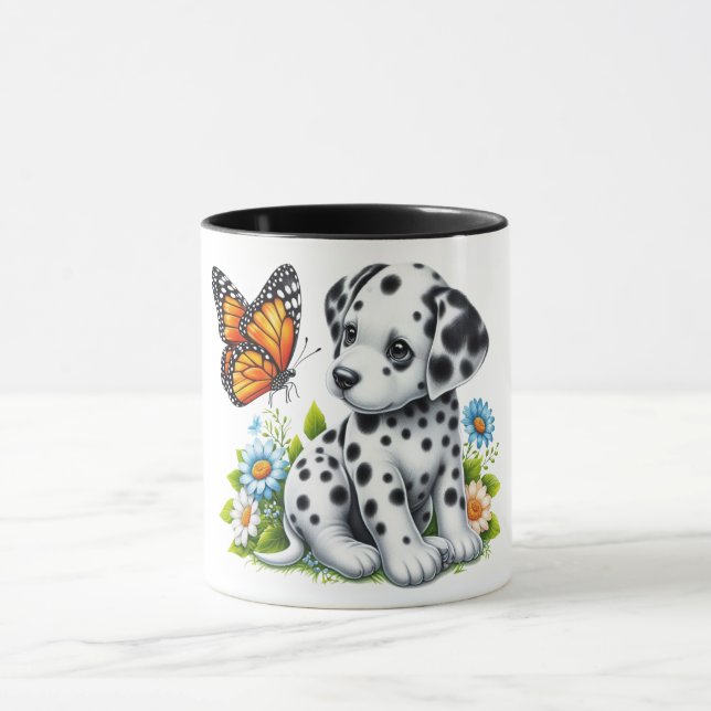 Cute Dalmatian/Butterfly friends Mug (Center)