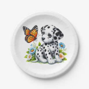Cute Dalmatian/Butterfly friends Paper Plate