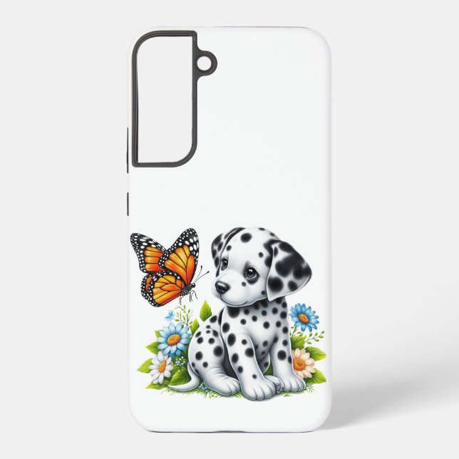 Cute Dalmatian/Butterfly friends Samsung Galaxy S22+ Case (Back)