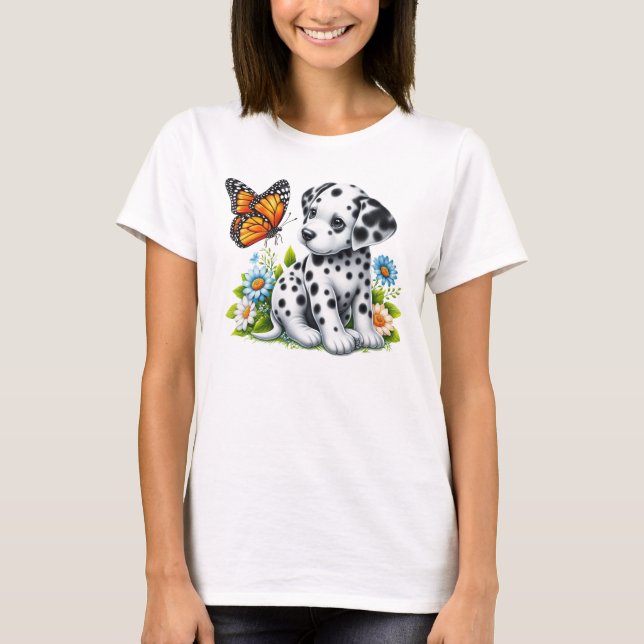 Cute Dalmatian/Butterfly friends T-Shirt (Front)