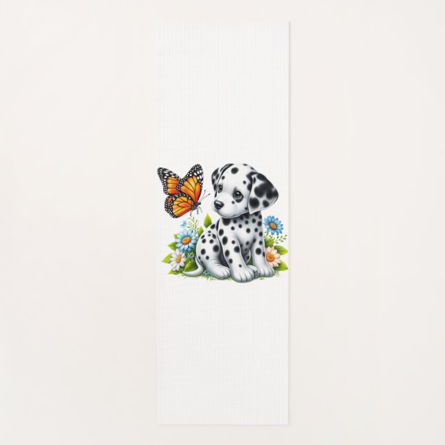 Cute Dalmatian/Butterfly friends Yoga Mat (Front)