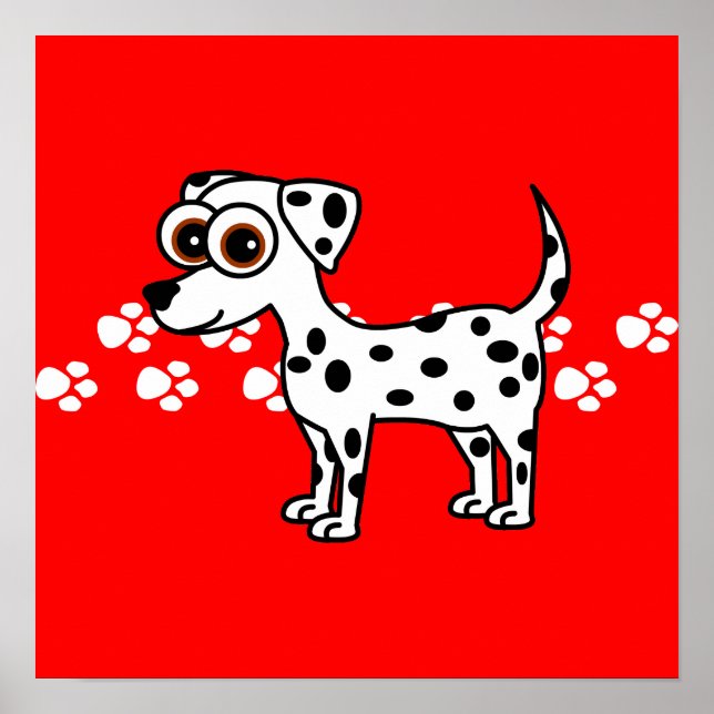 Cute Dalmatian Cartoon Pawprint Poster (Front)