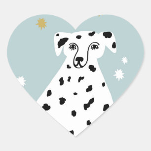 Cute Dalmatian Dog Abstract Illustration Art   Heart Sticker