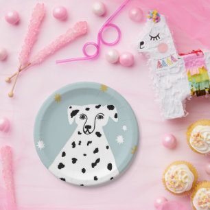 Cute Dalmatian Dog Abstract Illustration Birthday  Paper Plate